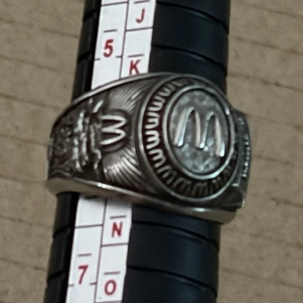 McDonald's Service Ring Vintage Signet‎ Silver Tone 15 Year Logo Size 6 1990s